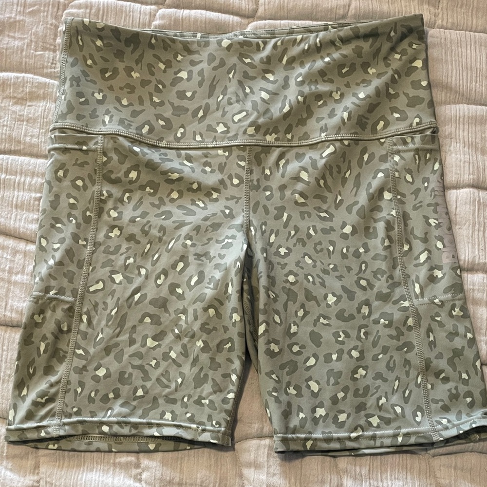 Blackmilk Green and Cream Bike Shorts with Floral Pattern